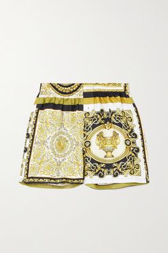 Printed Silk-twill Shorts - Gold