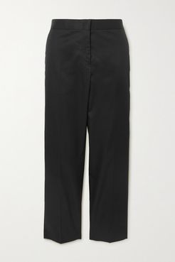 Cropped Cotton-gabardine Straight-leg Pants - Black