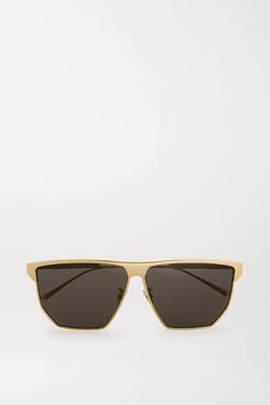 D-frame Gold-tone Metal Sunglasses