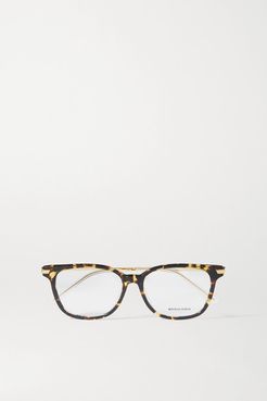 Square-frame Tortoiseshell Acetate And Gold-tone Optical Glasses