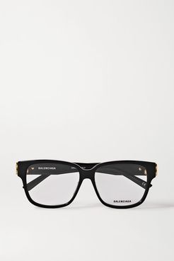 Square-frame Acetate Optical Glasses - Black