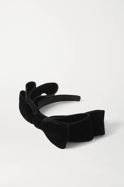 Katya Bow-embellished Velvet Headband - Black