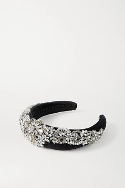 Oksanna Crystal-embellished Velvet Headband - Black