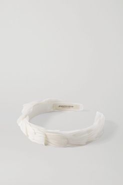 Feather-embellished Silk Headband - Ivory