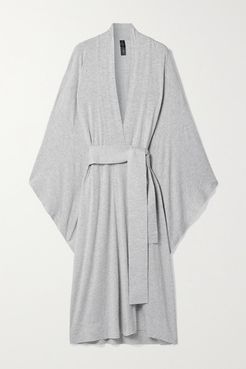 Belted Mélange Stretch-modal Robe - Light gray