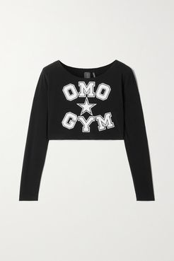 Omo Cropped Printed Stretch-jersey Top - Black