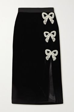 Kirsten Embellished Velvet Skirt - Black