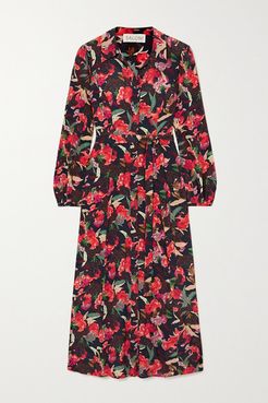 Vanessa-b Floral-print Silk Crepe De Chine Shirt Dress - Red