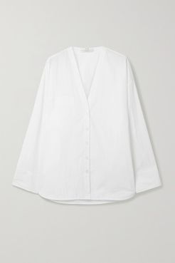 Cotton-blend Poplin Blouse - White