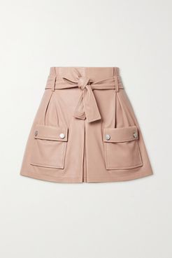 Belted Leather Shorts - Blush
