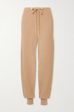 Net Sustain Ribbed Organic Cotton And Wool-blend Track Pants - Camel