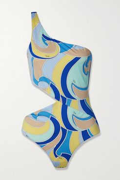 Quirimbas One-shoulder Printed Swimsuit - Blue