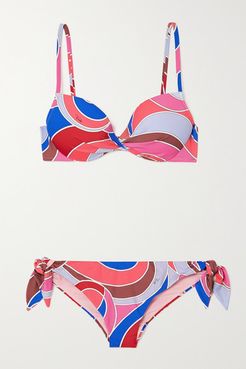 Printed Stretch-econyl Underwired Bikini - Pink