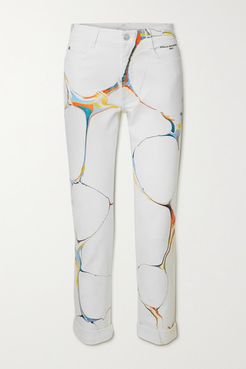 Net Sustain Printed High-rise Skinny Jeans - White