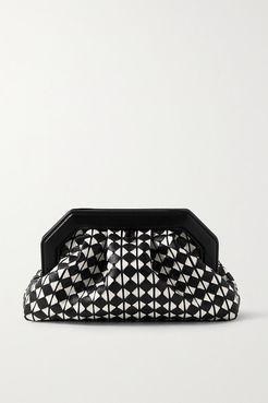 Secret Woven Leather Clutch - Black