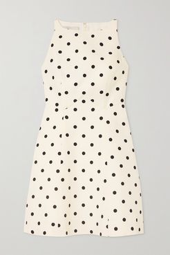 Polka-dot Wool And Silk-blend Crepe Mini Dress - White