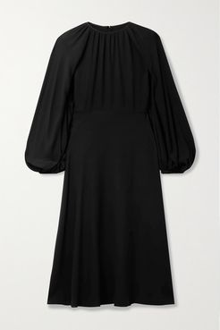 Cape-effect Silk-georgette Midi Dress - Black