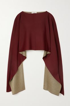 Asymmetric Two-tone Piqué Poncho - Red