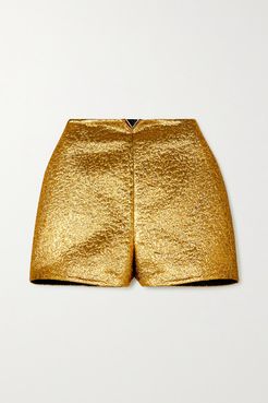 Embellished Lamé Shorts - Gold