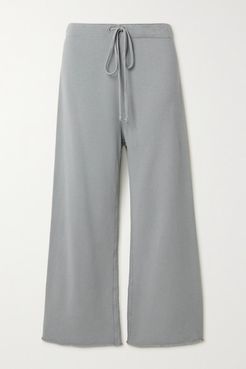 Kiki Cropped Distressed Cotton-jersey Track Pants - Gray
