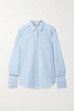 Striped Cotton Shirt - Light blue