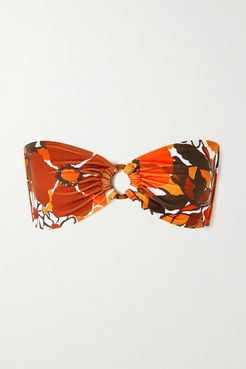 Net Sustain Malady Floral-print Bandeau Bikini Top - Orange