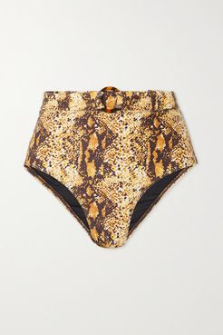 Net Sustain Goa Belted Snake-print Bikini Briefs - Snake print