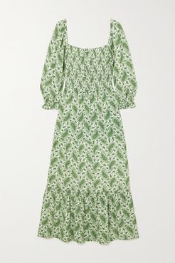 Net Sustain Le Galet Paisley-print Crepe Midi Dress - Green