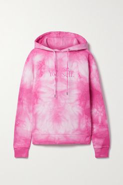 Peter Saville Printed Tie-dyed Cotton-jersey Hoodie - Pink