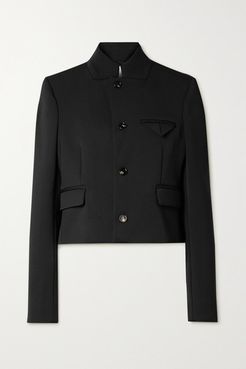 Cropped Wool-blend Twill Jacket - Black