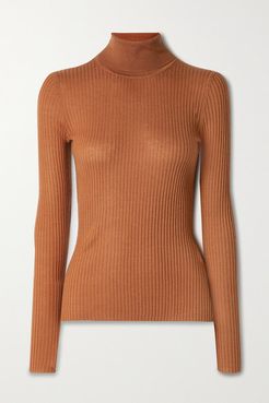 Peppe Ribbed Cashmere And Silk-blend Turtleneck Sweater - Copper