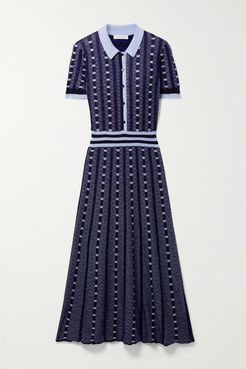 Elvis Jacquard-knit Cashmere And Silk-blend Shirt Dress - Navy