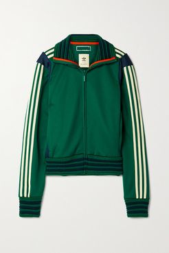 Wales Bonner Lovers Rock Ribbed-knit And Crochet-trimmed Tech-jersey Track Jacket - Emerald