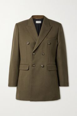 Double-breasted Wool Blazer - Army green