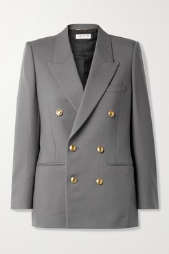 Double-breasted Wool-twill Blazer - Anthracite