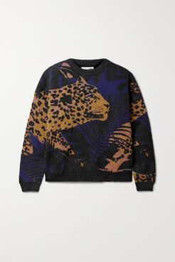 Metallic Jacquard-knit Sweater - Black