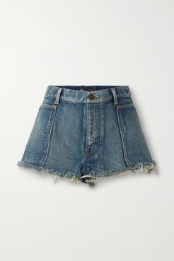 Frayed Denim Shorts - Mid denim