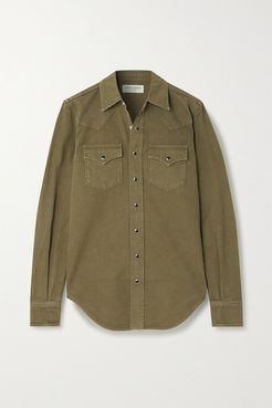 Herringbone Cotton Shirt - Green