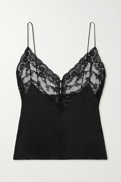 Lace And Silk-satin Camisole - Black