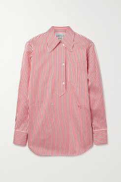 Striped Cotton And Silk-blend Oxford Shirt - Red