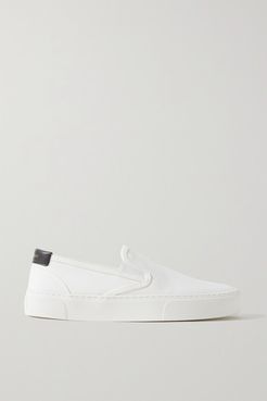 Venice Leather-trimmed Canvas Slip-on Sneakers - White