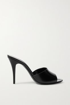 Glossed-leather Mules - Black