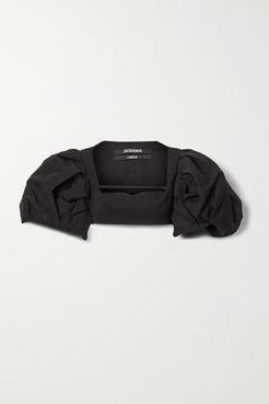 Camargue Cropped Hemp-blend Top - Black