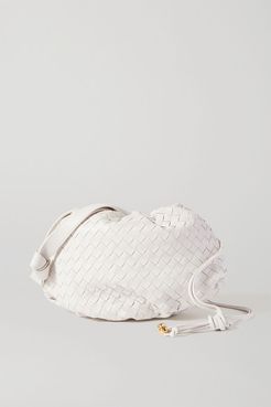 The Small Bulb Gathered Intrecciato Leather Shoulder Bag - White