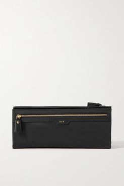 Night And Day Leather-trimmed Recycled Shell Pouch - Black