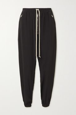 Zip-embellished Crepe Track Pants - Black