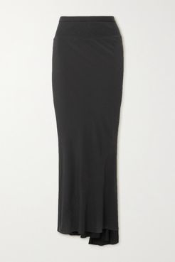 Gonna Asymmetric Matte-satin Midi Skirt - Black