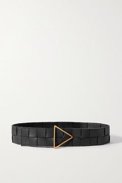 Intrecciato Leather Waist Belt - Black