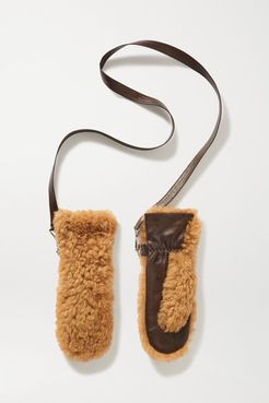 Shearling And Leather Mittens - Camel