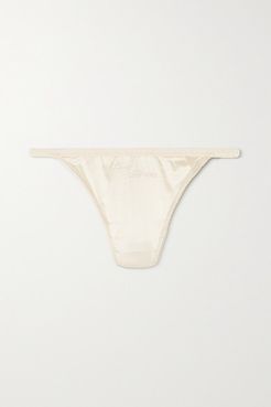 Roomservice Lace-trimmed Satin Thong - Pink